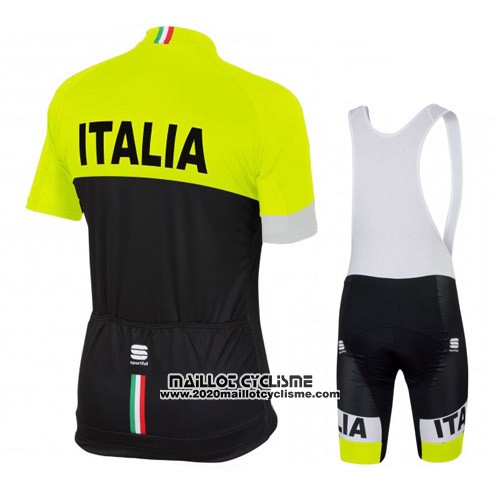2016 Maillot Ciclismo Italie Noir et Jaune Manches Courtes et Cuissard